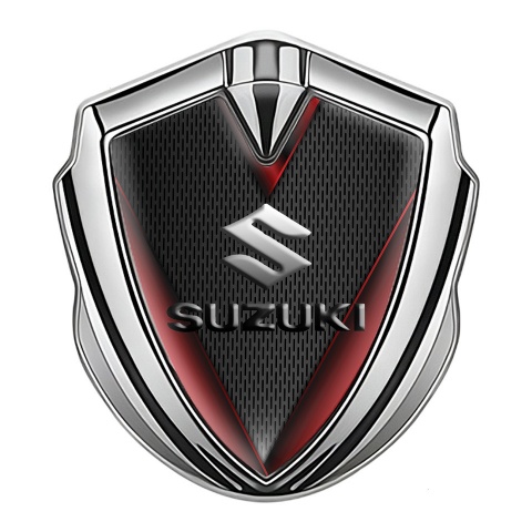 Suzuki Silicon Emblem Badge Silver Red Wings Emboss Logo Effect