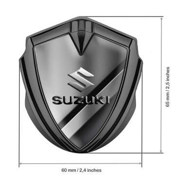 Suzuki Emblem Car Badge Graphite Polished Steel Emboss Logo Effect