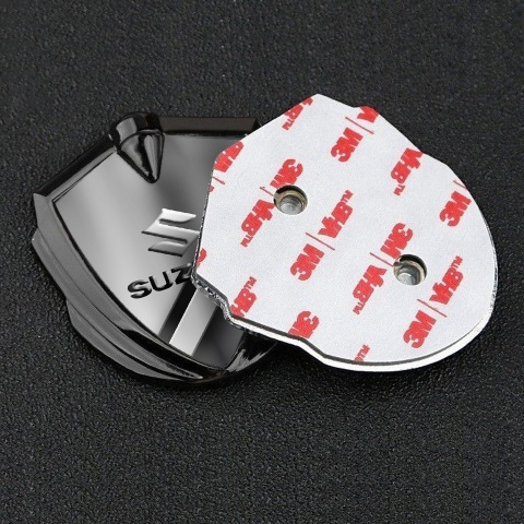 Suzuki Emblem Car Badge Graphite Polished Steel Emboss Logo Effect