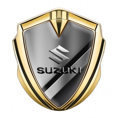 Suzuki Emblem Car Badge Gold Polished Steel Emboss Logo Effect