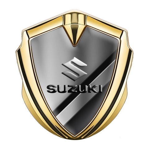 Suzuki Emblem Car Badge Gold Polished Steel Emboss Logo Effect