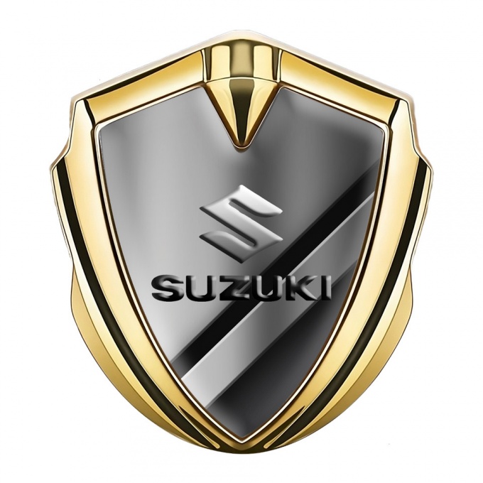 Suzuki Emblem Car Badge Gold Polished Steel Emboss Logo Effect