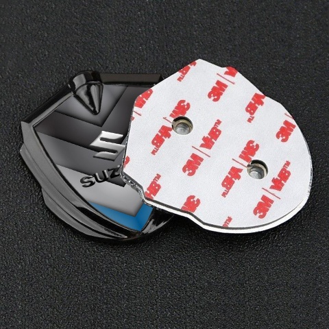 Suzuki Emblem Silicon Badge Graphite Blue Point Emboss Logo Effect