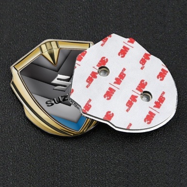 Suzuki Emblem Silicon Badge Gold Blue Point Emboss Logo Effect