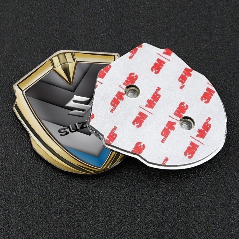 Suzuki Emblem Silicon Badge Gold Blue Point Emboss Logo Effect