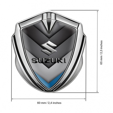 Suzuki Emblem Silicon Badge Silver Blue Point Emboss Logo Effect