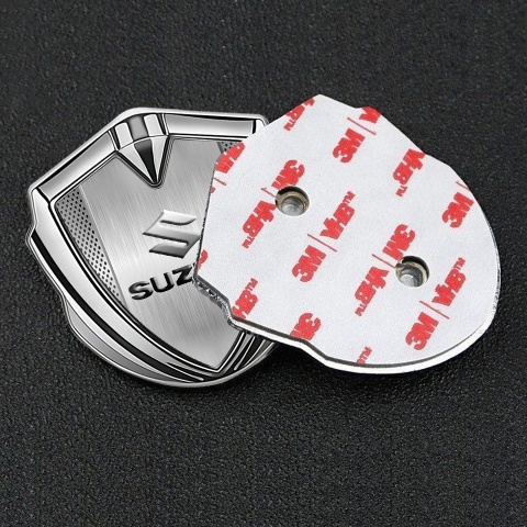 Suzuki Emblem Badge Self Adhesive Silver Metal Sheet Emboss Logo Effect