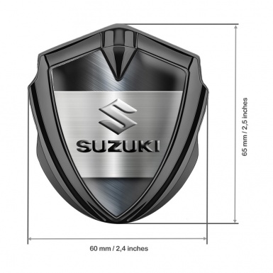 Suzuki Metal Emblem Self Adhesive Graphite Brushed Plate Emboss Effect