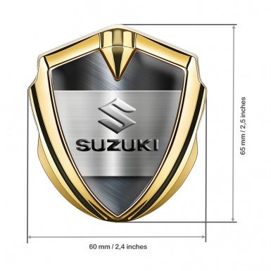 Suzuki Metal Emblem Self Adhesive Gold Brushed Plate Emboss Effect