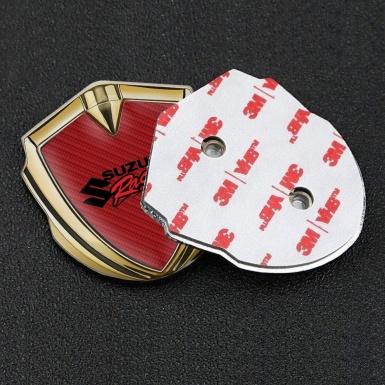 Suzuki Emblem Trunk Badge Gold Red Carbon Racing Logo Edition