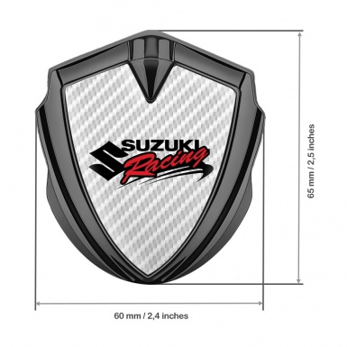 Suzuki Emblem Self Adhesive Graphite White Carbon Racing Logo Edition