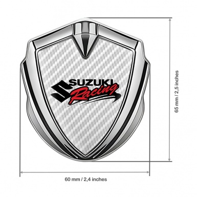 Suzuki Emblem Self Adhesive Silver White Carbon Racing Logo Edition