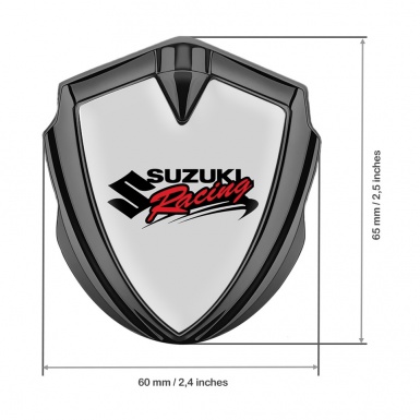 Suzuki Metal Emblem Badge Graphite Grey Fill Racing Logo Edition