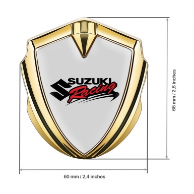 Suzuki Metal Emblem Badge Gold Grey Fill Racing Logo Edition