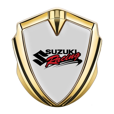 Suzuki Metal Emblem Badge Gold Grey Fill Racing Logo Edition