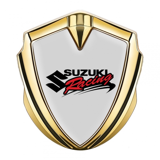 Suzuki Metal Emblem Badge Gold Grey Fill Racing Logo Edition