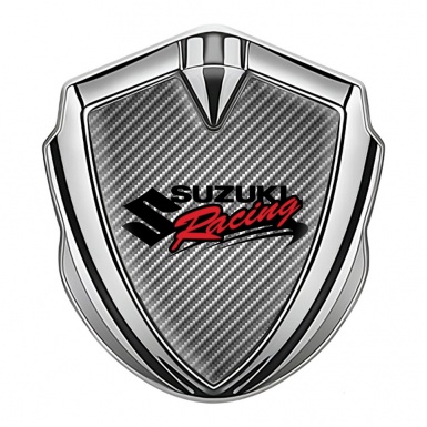 Suzuki Emblem Ornament Silver Light Carbon Racing Logo Design
