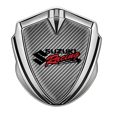 Suzuki Emblem Ornament Silver Light Carbon Racing Logo Design