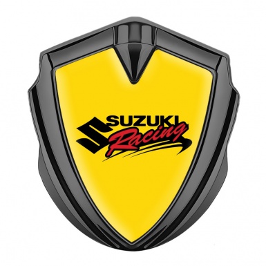 Suzuki Bodyside Domed Emblem Graphite Yellow Base Racing Logo Design