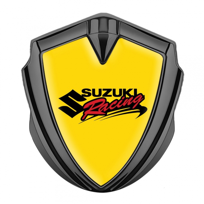 Suzuki Bodyside Domed Emblem Graphite Yellow Base Racing Logo Design