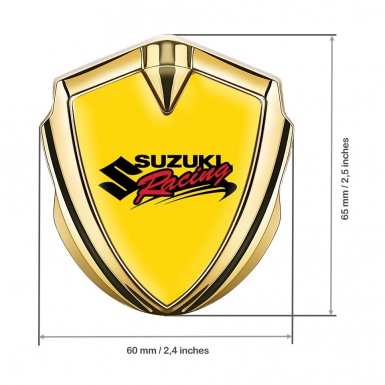 Suzuki Bodyside Domed Emblem Gold Yellow Base Racing Logo Design