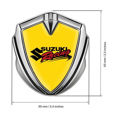 Suzuki Bodyside Domed Emblem Silver Yellow Base Racing Logo Design