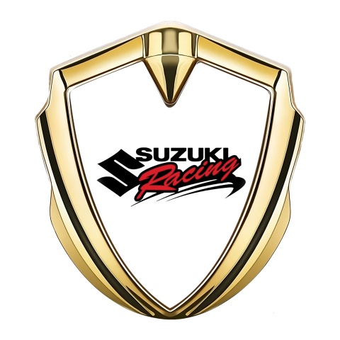 Suzuki 3d Emblem Badge Gold White Base Racing Logo Design