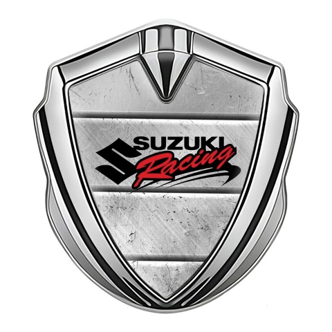 Suzuki Silicon Emblem Silver Stone Pattern Racing Logo Design