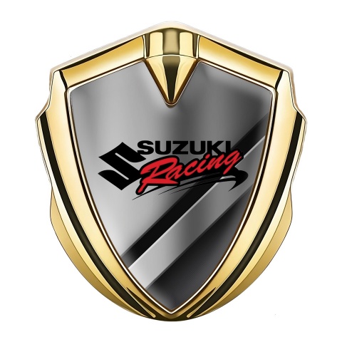 Suzuki Emblem Silicon Badge Gold Polished Steel Racing Logo Edition