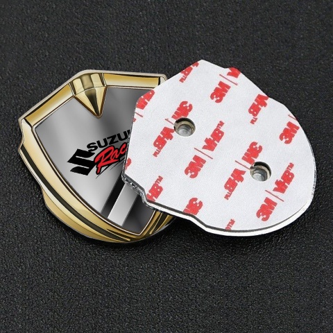 Suzuki Emblem Silicon Badge Gold Polished Steel Racing Logo Edition