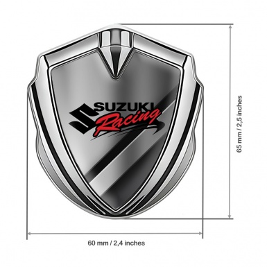 Suzuki Emblem Silicon Badge Silver Polished Steel Racing Logo Edition