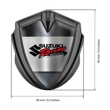 Suzuki Emblem Fender Badge Graphite Brushed Metal Racing Logo Design
