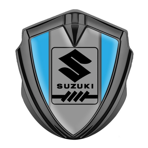 Suzuki Metal Emblem Self Adhesive Graphite Blue Base Black Gearshift Logo