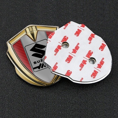 Suzuki Emblem Trunk Badge Gold Red Carbon Black Gearshift Logo