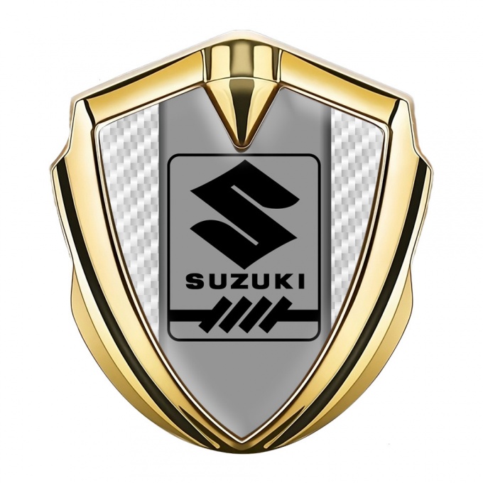 Suzuki Emblem Self Adhesive Gold White Carbon Black Gearshift Logo