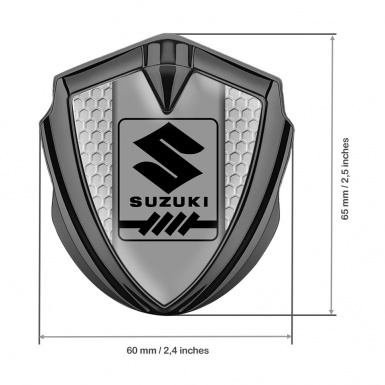 Suzuki Metal Emblem Badge Graphite Honeycomb Black Gearshift Logo