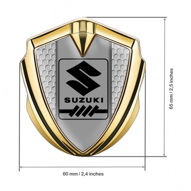 Suzuki Metal Emblem Badge Gold Honeycomb Black Gearshift Logo