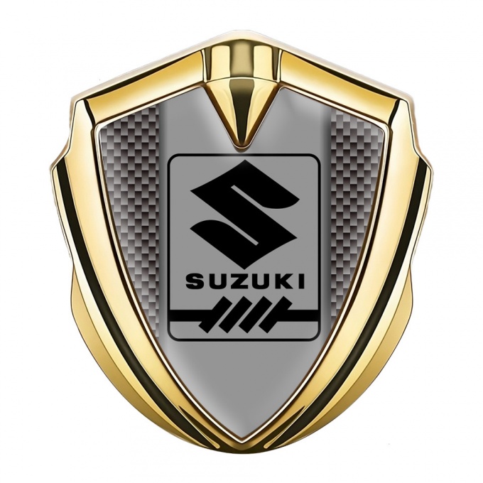 Suzuki Metal Emblem Badge Gold Grey Carbon Black Gearshift Logo