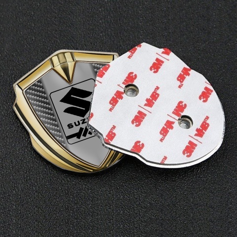 Suzuki Domed Emblem Badge Gold Dark Carbon Black Gearshift Logo