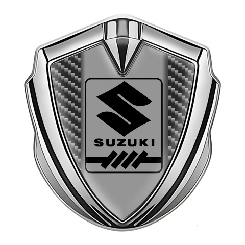 Suzuki Domed Emblem Badge Silver Dark Carbon Black Gearshift Logo