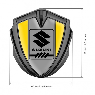 Suzuki Bodyside Domed Emblem Graphite Yellow Frame Black Gearshift Logo