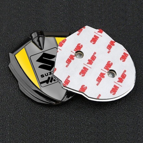 Suzuki Bodyside Domed Emblem Graphite Yellow Frame Black Gearshift Logo