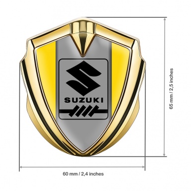 Suzuki Bodyside Domed Emblem Gold Yellow Frame Black Gearshift Logo