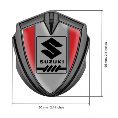 Suzuki Bodyside Domed Emblem Graphite Red Frame Black Gearshift Logo