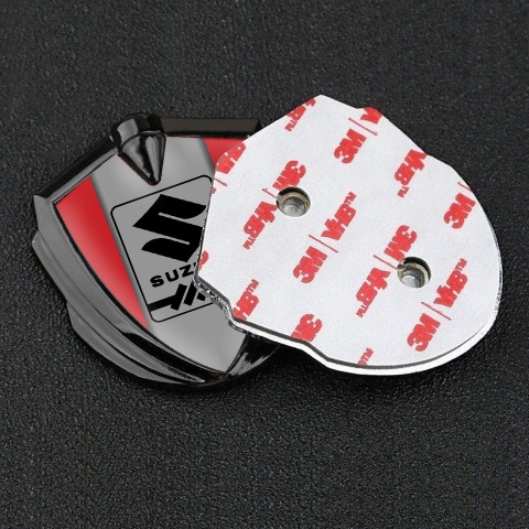 Suzuki Bodyside Domed Emblem Graphite Red Frame Black Gearshift Logo
