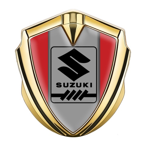 Suzuki Bodyside Domed Emblem Gold Red Frame Black Gearshift Logo