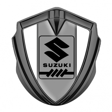 Suzuki Bodyside Domed Emblem Graphite White Frame Black Gearshift Logo