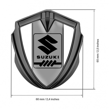 Suzuki Bodyside Domed Emblem Graphite White Frame Black Gearshift Logo