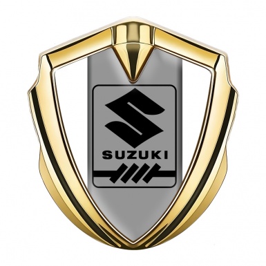 Suzuki Bodyside Domed Emblem Gold White Frame Black Gearshift Logo