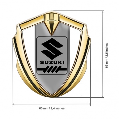 Suzuki Bodyside Domed Emblem Gold White Frame Black Gearshift Logo